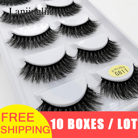 LANJINGLIN 10 boxes / lot mink eyelashes natural long false eyelashes 100% handmade soft 3d mink lashes makeup faux cils G811 ► Photo 1/6