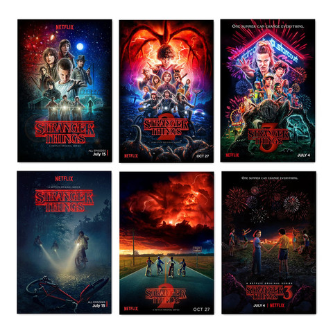 Stranger Things Posters Season 3 2 1 4 Vintage TV Movie Prints Living Stickers Bedroom Decor 40x60 50x75cm Silk Canvas Wall Art ► Photo 1/6