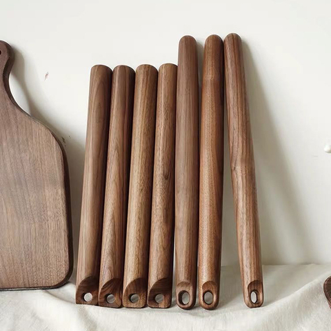 Natural Walnut Rolling Pin Noodle Dough Wood Roller Kitchen Accessory Cake Pizza Tool ► Photo 1/6