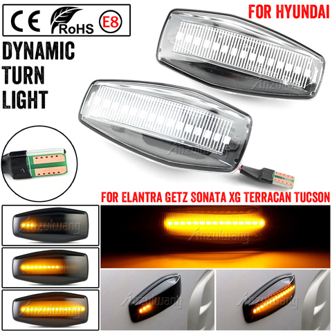 2x LED Dynamic Side Marker Light Turn Repeater Lamps For Hyundai I10 Accent Coupe Click Elantra Lavita Excel 2 Getz Prime Lavita ► Photo 1/6