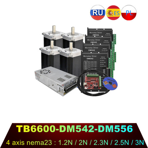 4 Axis USB CNC Controller kit Nema 23 Stepper Motor(Dual Shaft) 425oz-in/112mm & Motor Driver TB6600/DM542/DM556 & Power supply ► Photo 1/6