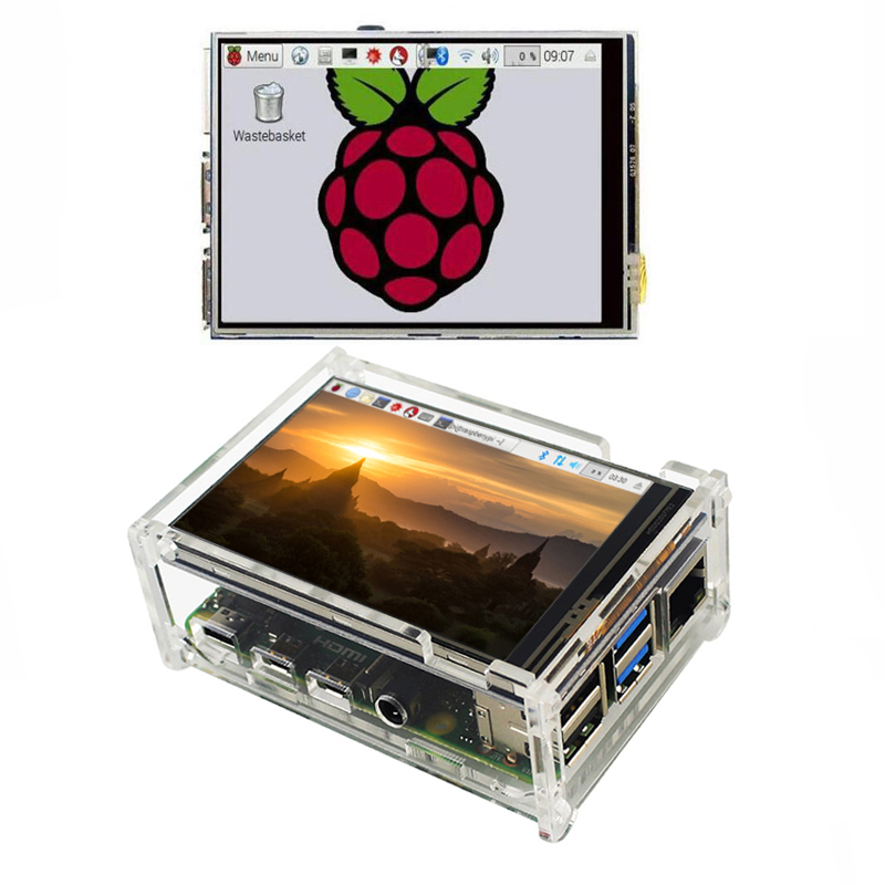 Acrylic Case Stylus Original 3.5 LCD TFT Touch Screen Display for Raspberry Pi 3 Model B Board