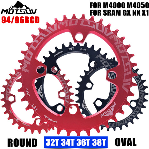 MOTSUV Bicycle 94/96MM Crank 32/34/36/38T Chainwheel Round/Oval 94/96BCD MTB Chainring for ALIVIO M4000 M4050 SramNX GX X1 crank ► Photo 1/6