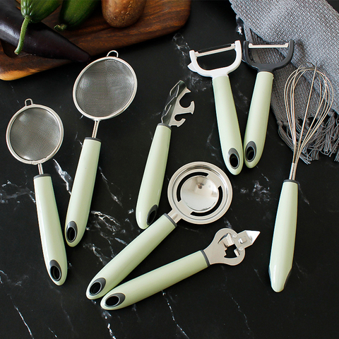 New Home Kitchen Stainless Steel Baking Gadget Set Peeler Bottle Opener Egg Beater Filter Net Nordic Fresh Green ► Photo 1/6