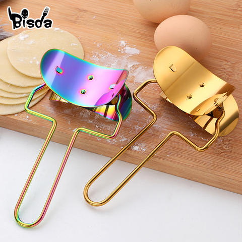 Dough Presser Dumpling Maker Stainless Steel Dumpling Kitchen Utensils Rainbow Stuffing Spoon W raper Golden Dough Presser ► Photo 1/6