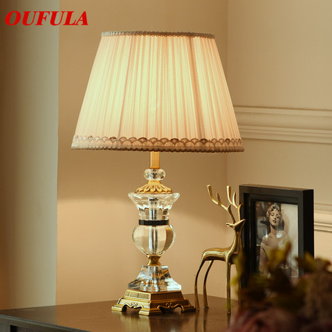 OUFULA Crystal Table Lamps Desk Lights Luxury Modern Contemporary Fabric for Foyer Living Room Office Creative Bed Room Hotel ► Photo 1/6