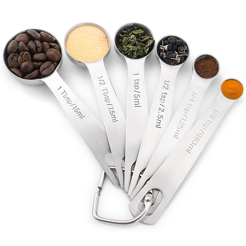 4 or 6Pcs/Set Heavy Duty Stainless Steel Measuring Spoons Cups Set for Dry or Liquid, Fits in Spice Jar ► Photo 1/6