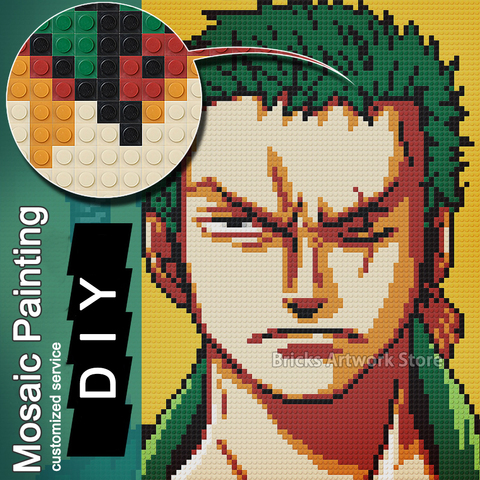 one piece Pixel Art Mosaic Painting Building Blocks MOC anime