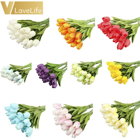 10pcs Artificial Tulip Flowers Mini tulip Flowers fakes flowers Real Wedding Flowers Wedding Banquet Bridal Bouquet Home Decor ► Photo 1/6