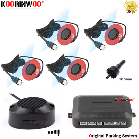 Koorinwoo Parking Sensor Parktronic 4 Black/silver/white Adjustable Speaker Switch Sound Reversing Radar Buzzer 12V Alarm System ► Photo 1/5