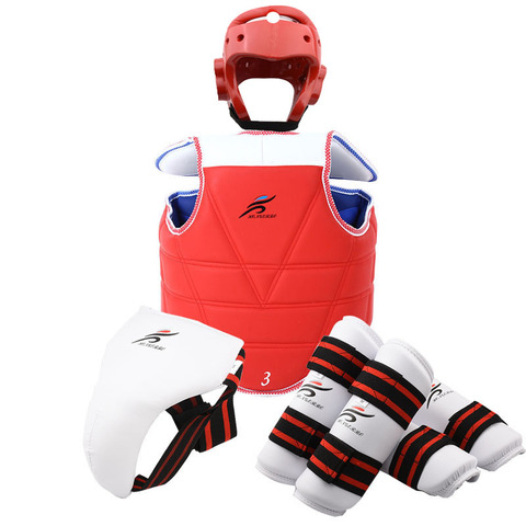 Karate Chest Guard Jockstrap Taekwondo Helmet Head Body Protector WTF Adult Kids Children Forearm Shin Pad Training Equipment ► Photo 1/6