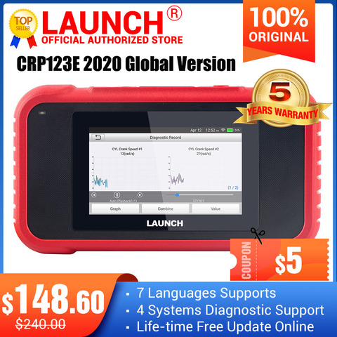 Launch X431 CRP123E OBD2 Diagnostic Tool ENG ABS Airbag SRS AT Creader 123E OBDII EOBD Code Reader Scanner ► Photo 1/6