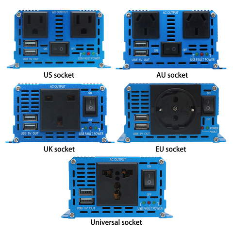 2000W pure sine wave inverter DC 12V To AC 220V 230V 240V 110V Voltage transformer Converter EU AU US UK Universal Socket ► Photo 1/6