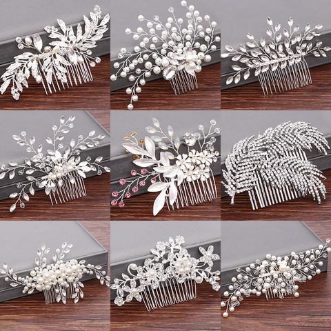 Wedding Hair Combs Bridal Hair Accessories For Women Hair Jewelry Silver Color Pearl Rhinestone Head Jewelry Women Accessories ► Photo 1/6