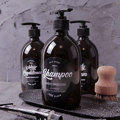 500ml Nordic PET Soap Bottle Brown Bathroom Shower Gel Refillable Bottles Shampoo Wash Hair Conditioner Lotions Press Dispenser ► Photo 1/6