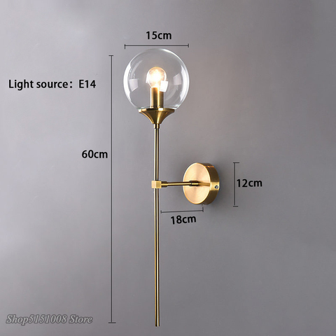 Nordic Modern Glass Wall Lamp Gold Led Wall Light for Kitchen Bathroom Dressing Mirror Indoor Lighting Luminaire Home Decor E14 ► Photo 1/6