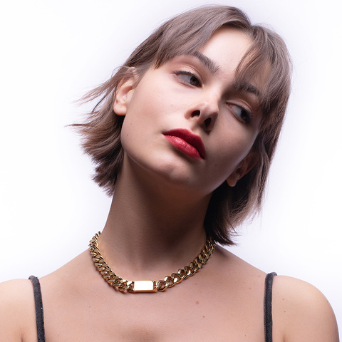 ENFASHION Punk Cuboid Chain Necklace For Women Gold Color Chunky Necklaces Stainless Steel 2022 Fashion Jewelry Collier P3175 ► Photo 1/1