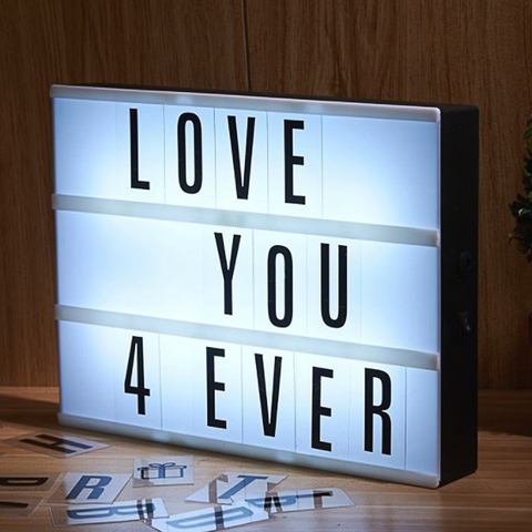 LED Night Light DIY Box Lamp AA Battery Cinema Lightbox Message Board With 96 Letters Cards Bedside Living Room Home Decoration ► Photo 1/6