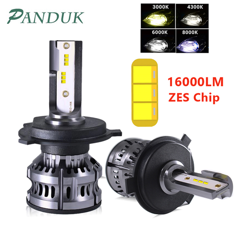 PANDUK H4 Led 4300K ZES H1 H7 LED 3000K 8000K H8 H9 H11 9005 HB3 9006 HB4 H3 80W 16000LM Car Headlight Auto Fog Light 12V 6000K ► Photo 1/6