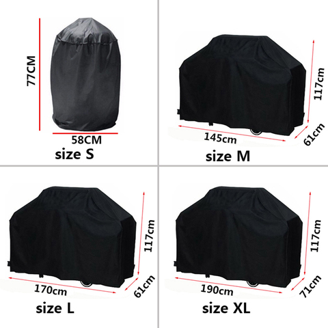 Black Waterproof BBQ Cover BBQ Accessories Grill Cover Anti Dust Rain Gas Charcoal Electric Barbeque Grill 4 Sizes ► Photo 1/6