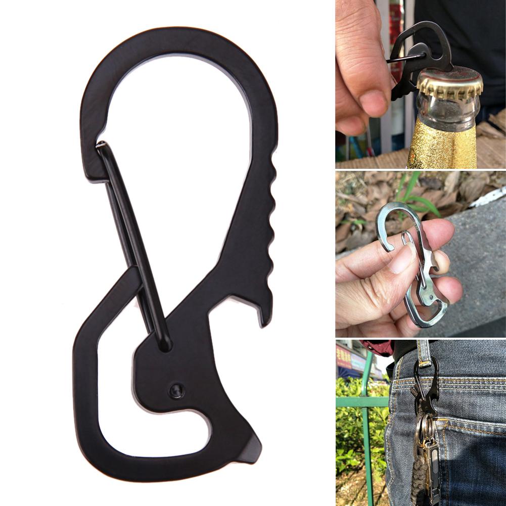Tool Multi Pocket Tool Bottle Opener Carabiner Outdoor Keychain Key Ring 