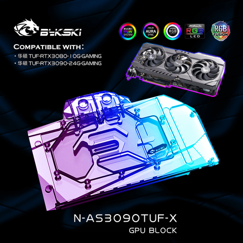 Bykski N-AS3090TUF-X GPU Water Cooling Block For ASUS TUF RTX3090/3080 GAMING Graphics Card,VGA Cooler 12V 4PIN RGB/5V 3PIN ARGB ► Photo 1/5