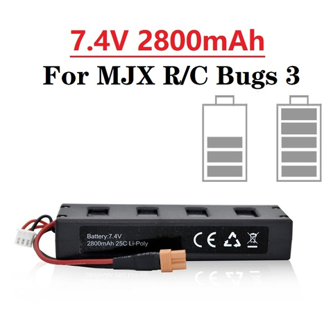 Original Battery For MJX R/C Bugs 3 7.4V 2800mah 25C Li-po Battery for MJX B3 RC Quadcopter Drone Spare Parts Accessories 1pcs ► Photo 1/6