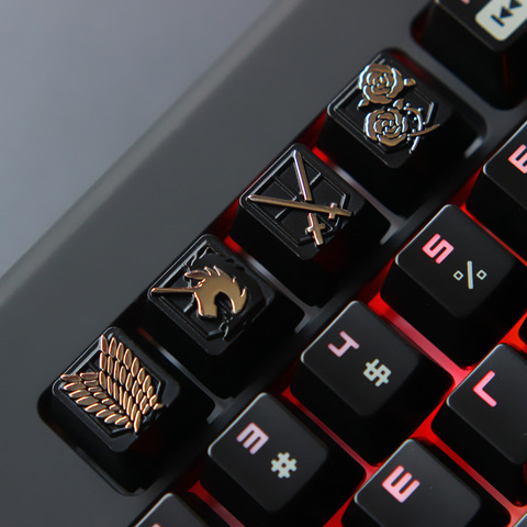 4 in 1 Attack on Titan Artisan Zinc Aluminum Alloy Keycaps for MX Switch Mechanical Keyboard R4 Height Custom ESC Keycap ► Photo 1/4