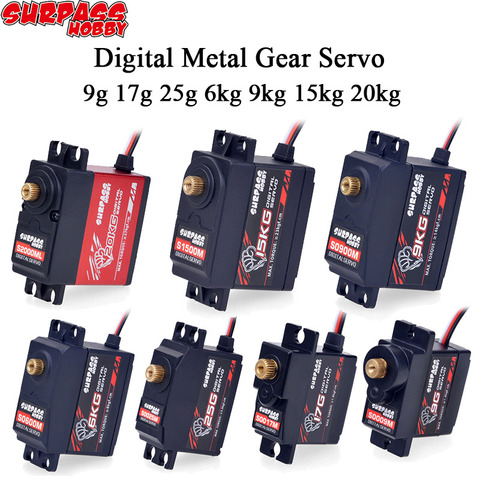 SURPASS Hobby Digital 9G 17G 25G 6KG 9KG 15KG 20kg Metal Gear Servo for 1/8 1/10 RC Car Boat Duct Plane Airplane Robot ► Photo 1/6