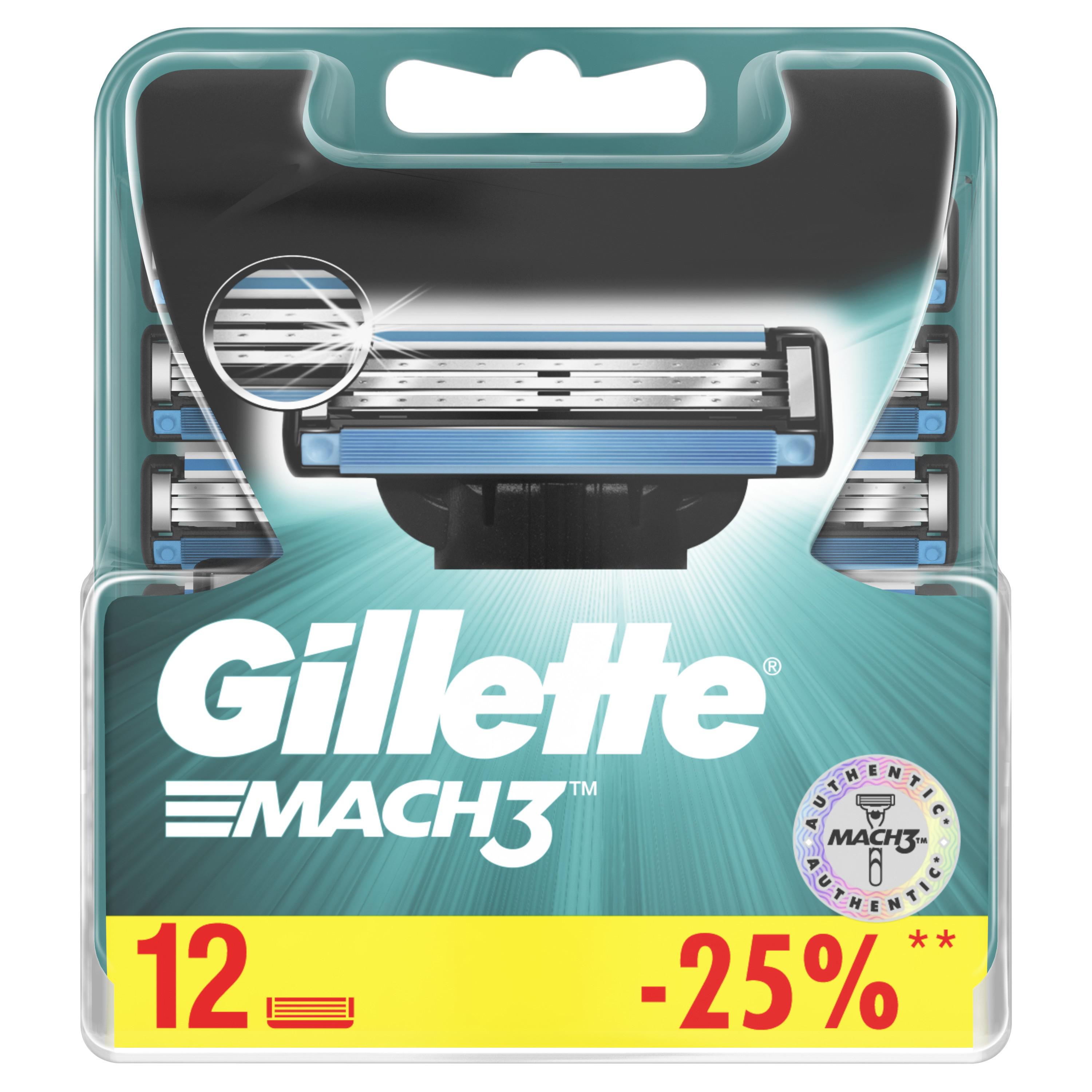 Gillette Mach 3 blades Replaceable cartridges for Mach3 12 pcs. removable cassette, Mach 3, tapes, tools, interchangeable, blade ► Photo 1/5