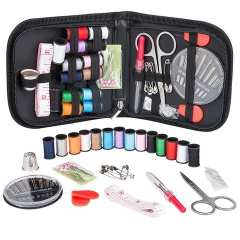 Portable mini travel sewing kits box with color needle threads pin scissor  sewing set with case