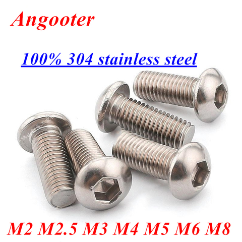 5-50pcs/lot iso7380 M2 M2.5 M3 M4 M5 M6 M8 hex head allen screw 304 stainless steel Hexagon socket button head cap screw bolts ► Photo 1/2