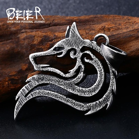 Beier 316L stainless steel celt wolf head pendant dropshipping hot sell viking wolf men necklace Fashion Jewelry LLBP8-302P ► Photo 1/6