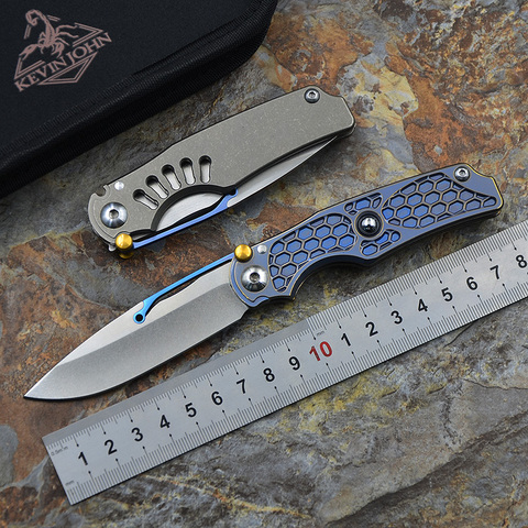 Kevin john Knife VENOM Tilock M390 Stainless steel Fold Blade Titanium Outdoor camping pocket knife with nylon sheath ► Photo 1/6