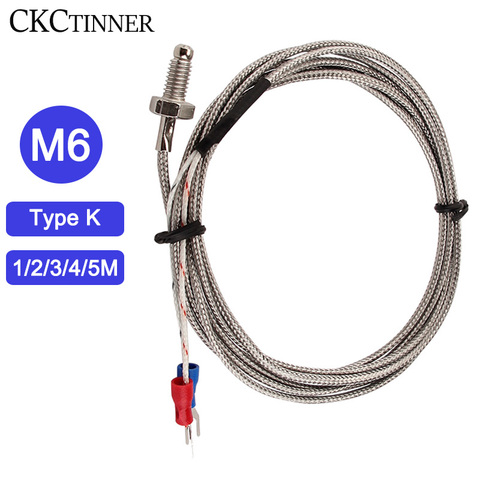 Thermocouple Thread M6 Screw Type K 1/2/3/4/5m Probe Sensor Temperature Sensor 0-400°C Temperature Controller ► Photo 1/6