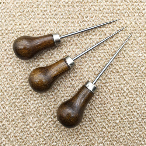Copper Handle Sewing Awl, 1 Set Shoe Repair Tool, 3 Needles Sewing Awl  Repair Tool, Hand Stitcher Kit, Leathercraft Sewing Handle, Awl