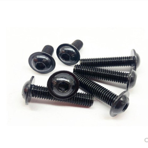 10-20Pcs M4 M5 M6 steel with black 10.9 grade Half Round Button Flange Head With Washer Inner Hex Socket Allen Screws Bolt ► Photo 1/3