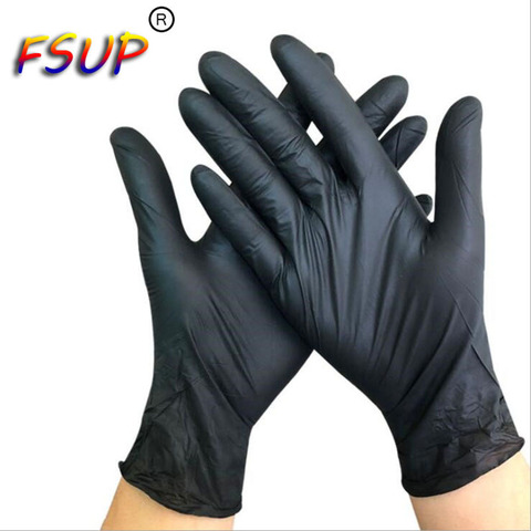 FSUP 100pcs/lot  Disposable Nitrile Gloves Anti-static Waterproof  Work Glove Universal Household Garden Tattoo Beauty Mechanic ► Photo 1/6