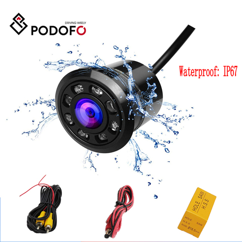 Podofo Mini Car Backup Camera HD Color Reverse Rear View Cameras with 8 LED Night Vision 170 Degree Waterproof Color CCD Image ► Photo 1/6