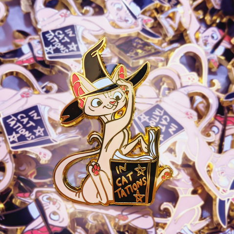 In Cat Tations Sphynx Hard Enamel Pin Cartoon Animal Cute Cats Medal Brooch Mysterious Witch Magic Book Kitty Badge Jewelry ► Photo 1/1