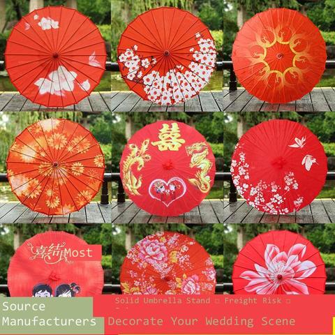 Wedding Red Oiled Paper Umbrella Hanfu Umbrella Woman Chinese Style Wedding Silk Umbrella Decoration Parasol Paraguas Sombrilla ► Photo 1/5