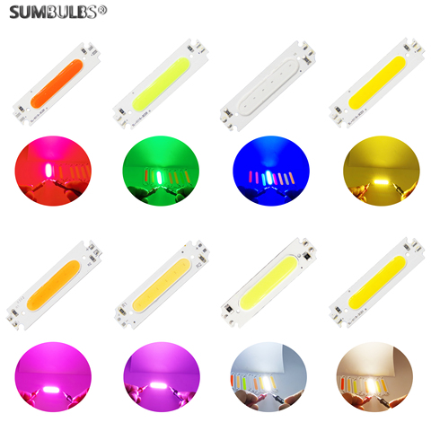 SUMBULBS 60*15mm LED COB Strip Light Source for module led 8 colors COB LED bulb 12V DC 2W FLIP Chip for DIY desk lamp ► Photo 1/6