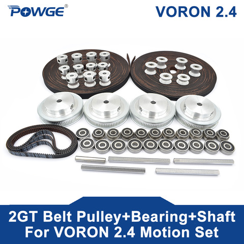 POWGE VORON 2.4 Set GT2 LL-2GT RF Open Timing Belt 2GT 16T 80T 20T Tooth Pulley 188-2GT Shaft Bearing 625 F695 2RS Motion Parts ► Photo 1/6