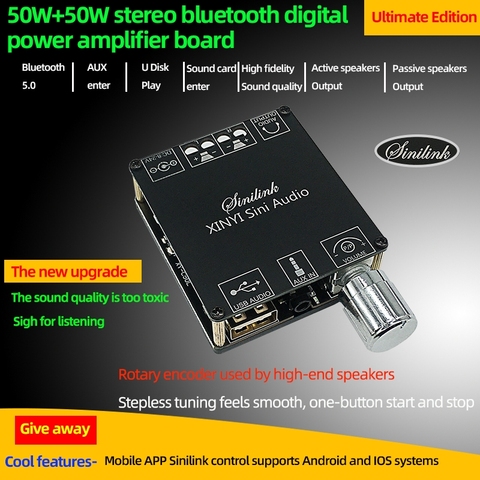 XY-C50L MINI Bluetooth 5.0 Wireless Audio Digital Power amplifier Stereo board 50Wx2 Bluetooth Amp Amplificador 3.5MM USB APP ► Photo 1/4