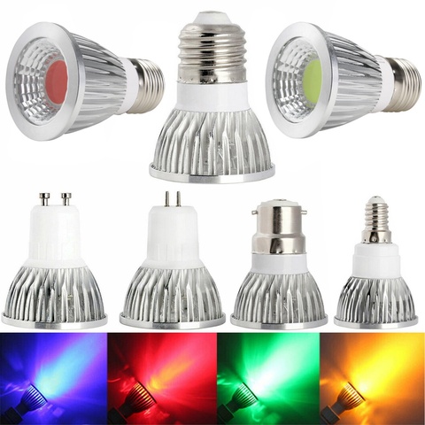 Dimmable E27 E12 E14 B22 GU10 GU5.3 RGB Colored LED Spotlights COB Spot Lights Bulbs Lamps 6W 9W 12W 110V 220V Indoor Lighting ► Photo 1/6