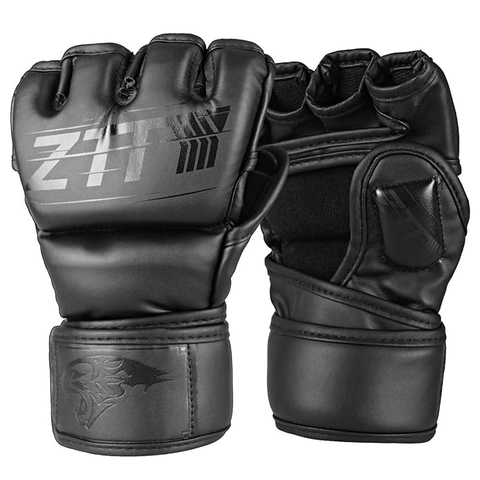 ZTTY Half Finger Boxing Gloves PU Leather MMA Fighting Kick Boxing Gloves Karate Muay Thai Training Workout Gloves Men ► Photo 1/6