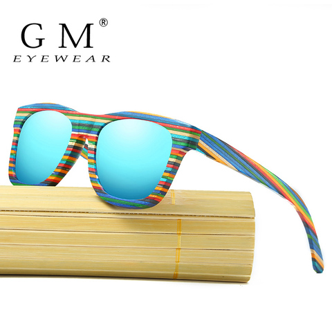 GM Polarized Color Wooden Sunglasses Men Bamboo Sun Glasses Women Brand Designer Original Wood Glasses Oculos de sol masculino ► Photo 1/6