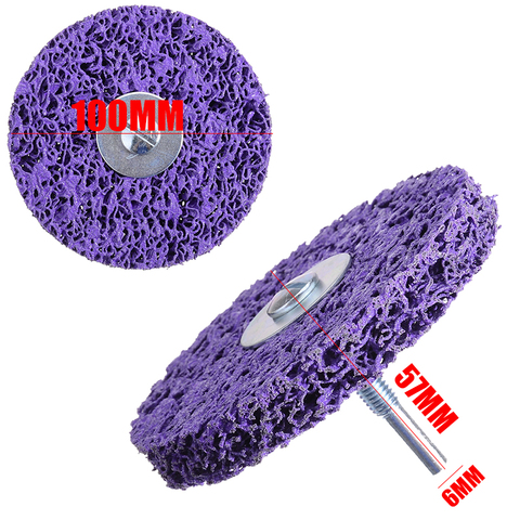 1Pcs 100mm Purple Cleaning Disc Polishing Wheel with Mandrel For Paint Rust Removal Auto Surface Abrasive Tools ► Photo 1/6
