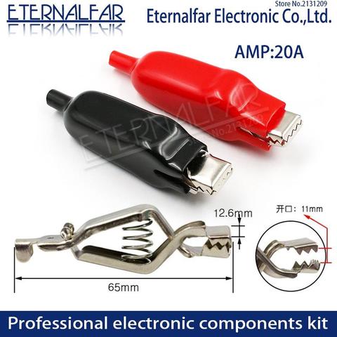 2PCS 20A Sheathed Alligator Clips Electrical DIY Test Leads Alligator Double-Ended Crocodile Clips Roach Electrical Jumper Wire ► Photo 1/3