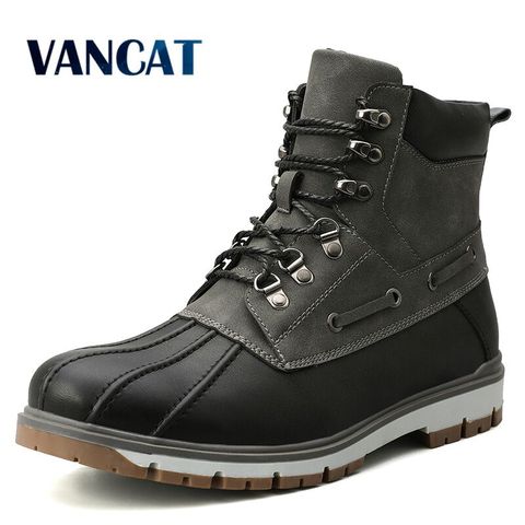 Brand Winter Men's Boots Thick Plush Warm Snow Boots Lace-UP Men Ankle Boots Outdoor Waterproof Men's Motorcycle Boots 38-47 ► Photo 1/6